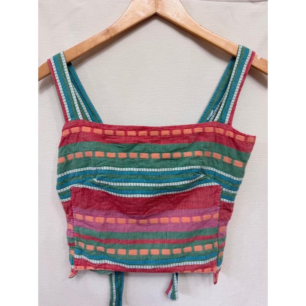 Pearl & Caviar Alonissos Zakar Cotton Crop Top Womens XS/S Multi Grecian Resort